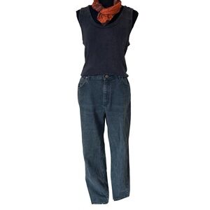 Vintage 80s Gray Riveted High Waist Lee Jeans Women Size 14 Petite Made in USA